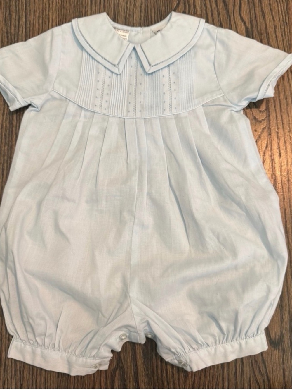 Sarah Louise England light blue hand embroidered romper bubble onesie size 6M